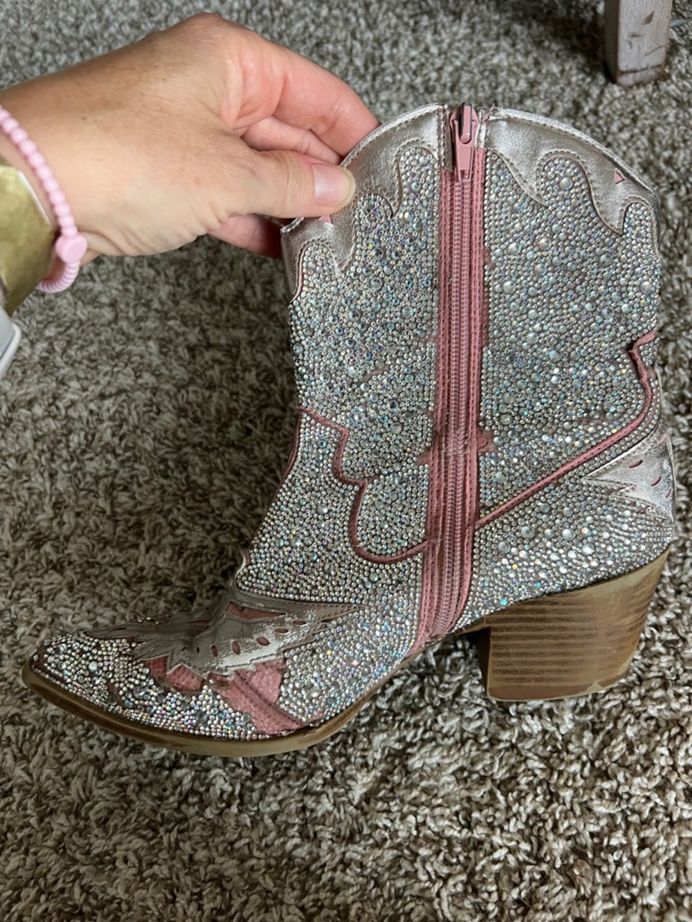 Wild Pair Silver Rhinestone Western Ankle Boots - Picture 15 of 15